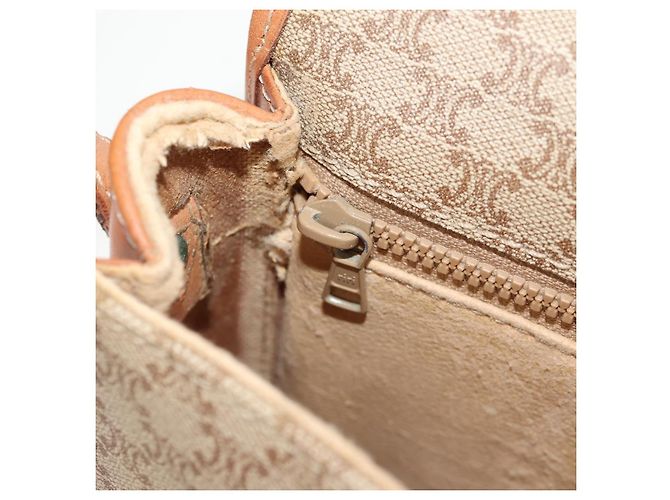 Céline Borsa a Spalla in Tela Macadam CELINE PVC Beige Oro Auth 158828 D'oro - vista 22