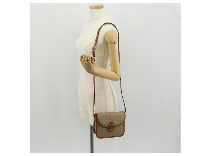 Céline Borsa a Spalla in Tela Macadam CELINE PVC Beige Oro Auth 158828 D'oro - vista 25