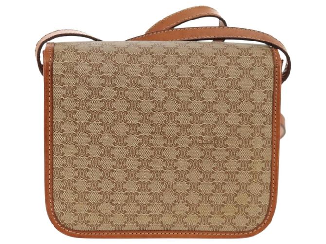 Céline Borsa a Spalla in Tela Macadam CELINE PVC Beige Oro Auth 158828 D'oro - vista 3