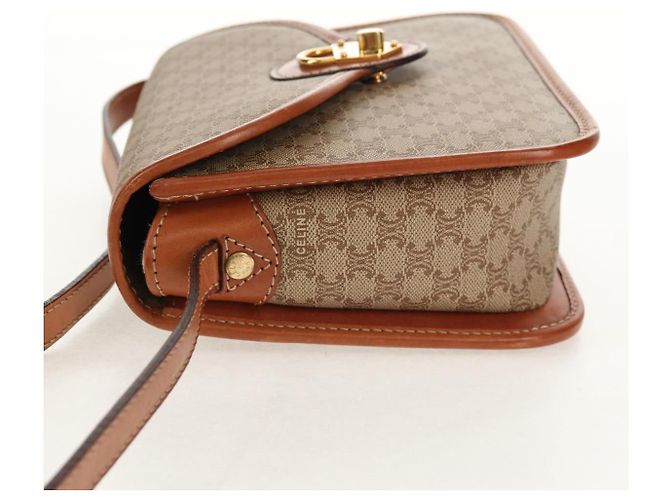 Céline Borsa a Spalla in Tela Macadam CELINE PVC Beige Oro Auth 158828 D'oro - vista 4