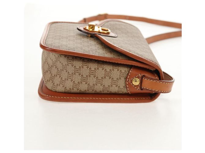 Céline Borsa a Spalla in Tela Macadam CELINE PVC Beige Oro Auth 158828 D'oro - vista 5