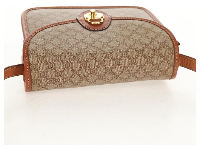 Céline Borsa a Spalla in Tela Macadam CELINE PVC Beige Oro Auth 158828 D'oro - vista 6