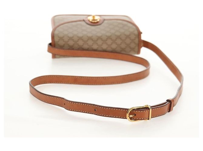 Céline Borsa a Spalla in Tela Macadam CELINE PVC Beige Oro Auth 158828 D'oro - vista 7