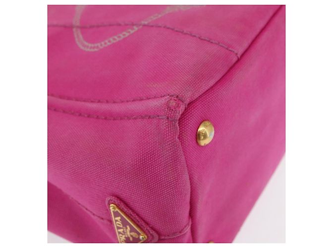 PRADA Borsa a Mano Canapa PM in Tela Rosa Oro Auth ka913 D'oro - vista 10