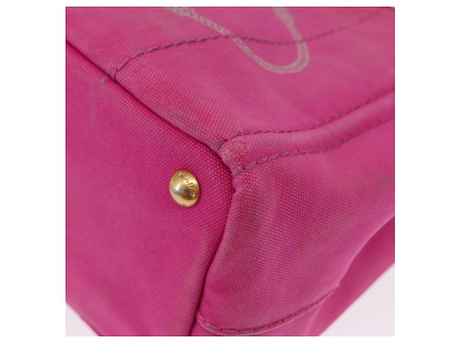 PRADA Borsa a Mano Canapa PM in Tela Rosa Oro Auth ka913 D'oro - vista 11