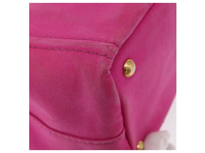 PRADA Borsa a Mano Canapa PM in Tela Rosa Oro Auth ka913 D'oro - vista 12