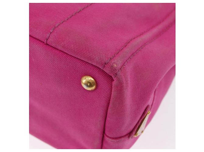 PRADA Borsa a Mano Canapa PM in Tela Rosa Oro Auth ka913 D'oro - vista 13