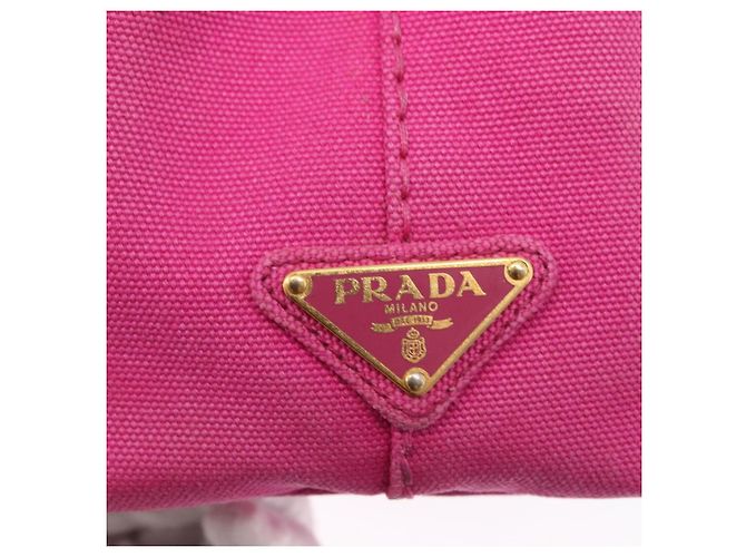 PRADA Borsa a Mano Canapa PM in Tela Rosa Oro Auth ka913 D'oro - vista 14