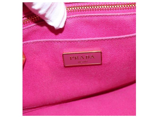 PRADA Borsa a Mano Canapa PM in Tela Rosa Oro Auth ka913 D'oro - vista 15