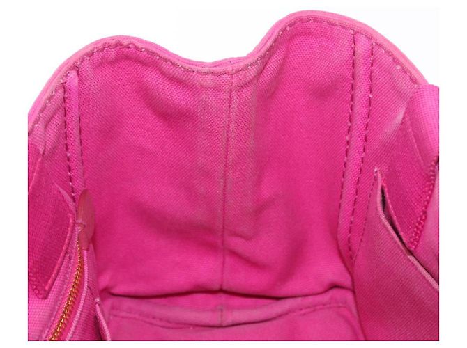 PRADA Borsa a Mano Canapa PM in Tela Rosa Oro Auth ka913 D'oro - vista 17