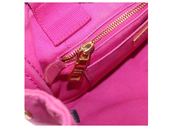 PRADA Borsa a Mano Canapa PM in Tela Rosa Oro Auth ka913 D'oro - vista 19