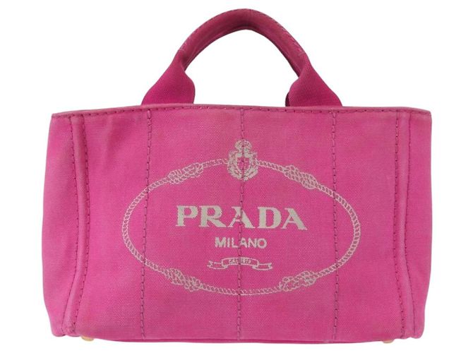 PRADA Borsa a Mano Canapa PM in Tela Rosa Oro Auth ka913 D'oro - vista 2