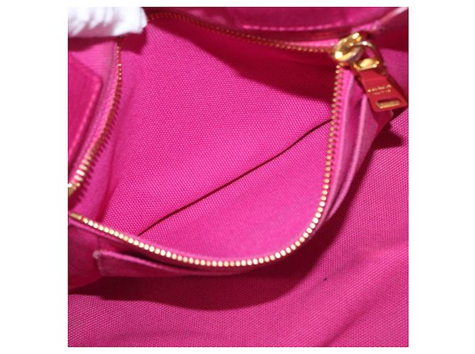 PRADA Borsa a Mano Canapa PM in Tela Rosa Oro Auth ka913 D'oro - vista 20