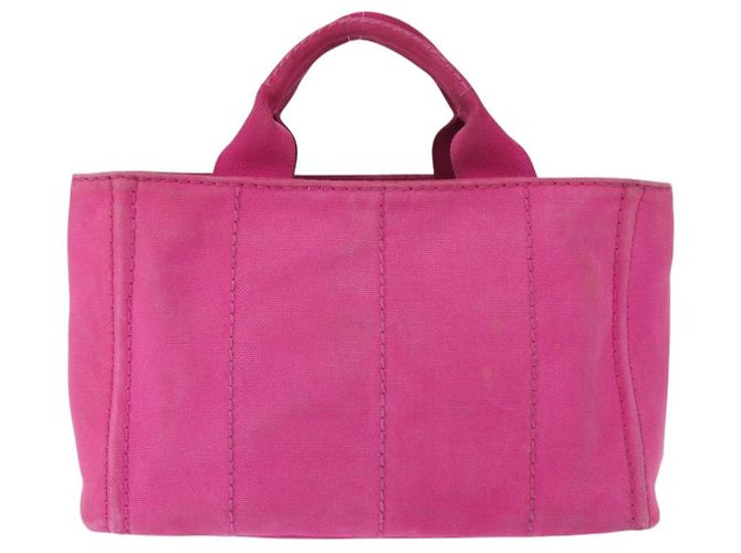 PRADA Borsa a Mano Canapa PM in Tela Rosa Oro Auth ka913 D'oro - vista 3