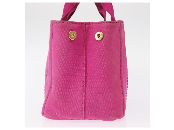 PRADA Borsa a Mano Canapa PM in Tela Rosa Oro Auth ka913 D'oro - vista 4
