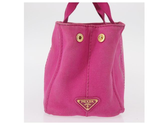 PRADA Borsa a Mano Canapa PM in Tela Rosa Oro Auth ka913 D'oro - vista 5