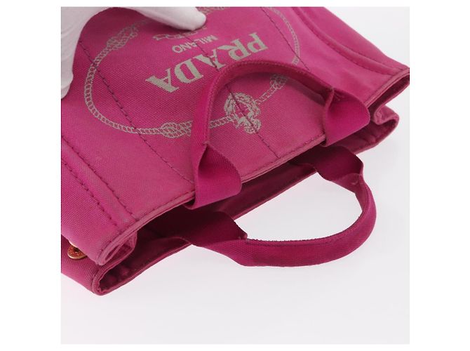 PRADA Borsa a Mano Canapa PM in Tela Rosa Oro Auth ka913 D'oro - vista 6