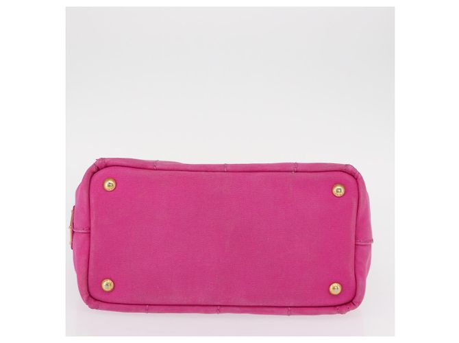 PRADA Borsa a Mano Canapa PM in Tela Rosa Oro Auth ka913 D'oro - vista 9