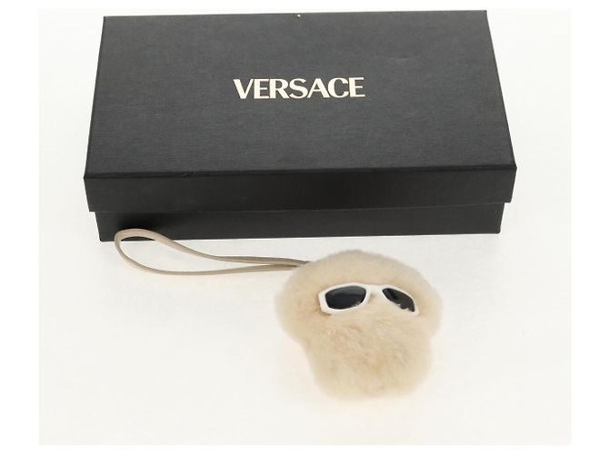 VERSACE Medusa Flauschiger Shearling Charm Beige Auth BA8973V - Ansicht 10