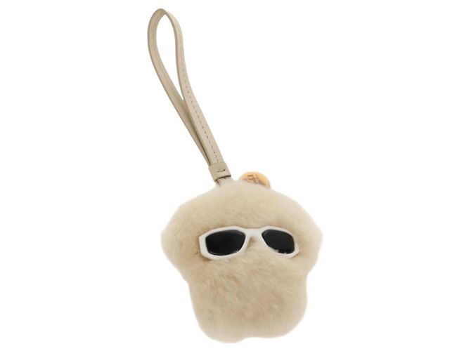 VERSACE Medusa Flauschiger Shearling Charm Beige Auth BA8973V - Ansicht 2