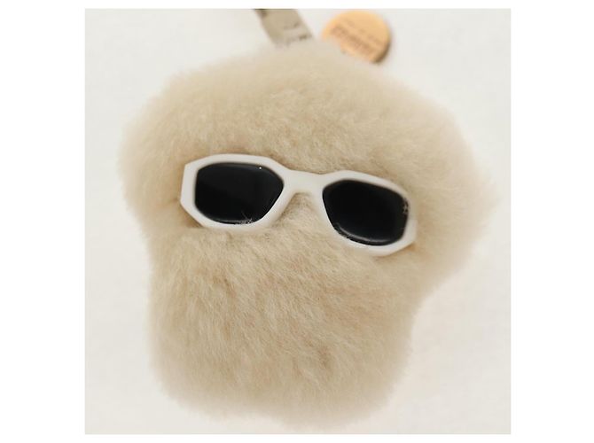 VERSACE Medusa Flauschiger Shearling Charm Beige Auth BA8973V - Ansicht 3