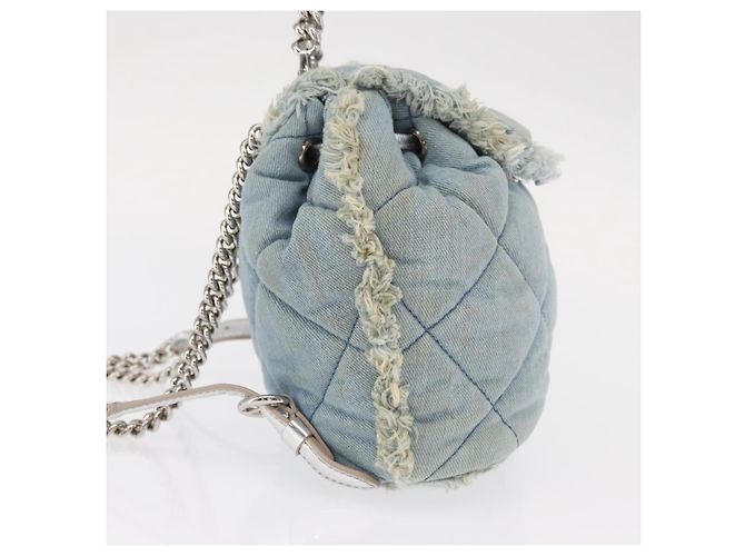 Salvatore Ferragamo Vala Backpack Denim 2way Blue Silver Auth 156378 - view 4