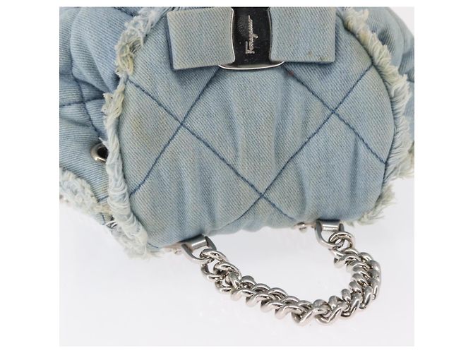 Salvatore Ferragamo Vala Backpack Denim 2way Blue Silver Auth 156378 - view 6
