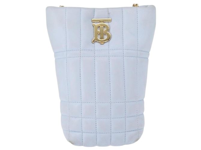Burberry Borsa a Spalla con Catena in Pelle Blu Oro Auth 156382 D'oro - vista 13