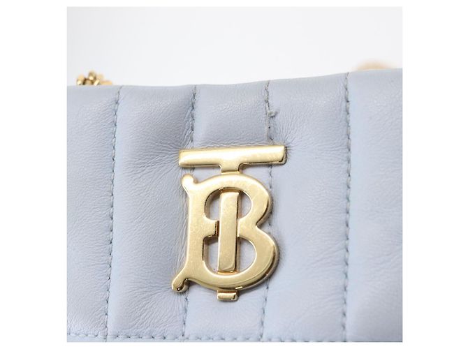 Burberry Borsa a Spalla con Catena in Pelle Blu Oro Auth 156382 D'oro - vista 17