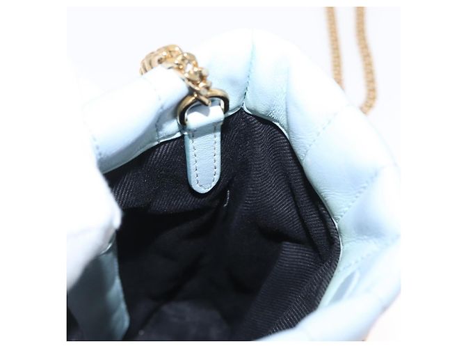 Burberry Borsa a Spalla con Catena in Pelle Blu Oro Auth 156382 D'oro - vista 18