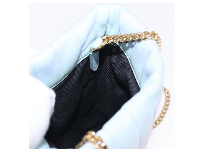 Burberry Borsa a Spalla con Catena in Pelle Blu Oro Auth 156382 D'oro - vista 19