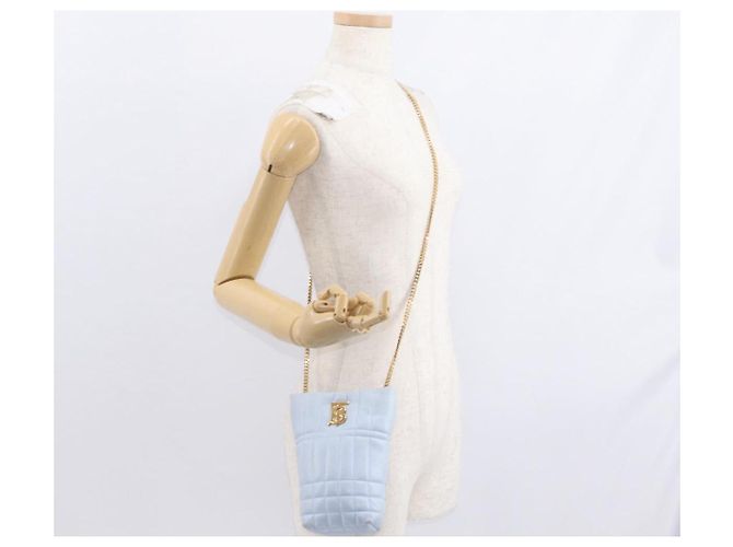 Burberry Borsa a Spalla con Catena in Pelle Blu Oro Auth 156382 D'oro - vista 21