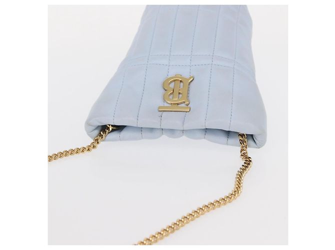 Burberry Borsa a Spalla con Catena in Pelle Blu Oro Auth 156382 D'oro - vista 6