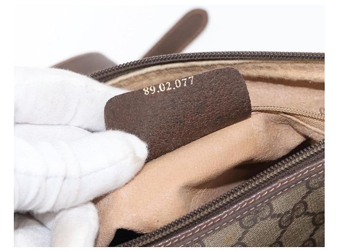 Borsa Sherry Line GG Supreme Web di GUCCI in PVC beige e oro 89 02 077 Auth 156280 D'oro - vista 12