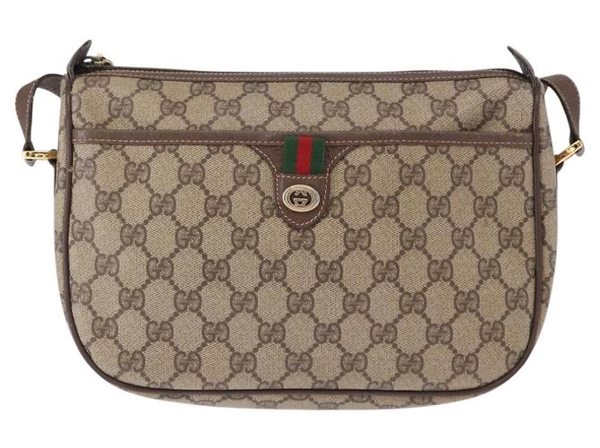 Borsa Sherry Line GG Supreme Web di GUCCI in PVC beige e oro 89 02 077 Auth 156280 D'oro - vista 13