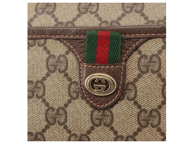 Borsa Sherry Line GG Supreme Web di GUCCI in PVC beige e oro 89 02 077 Auth 156280 D'oro - vista 17