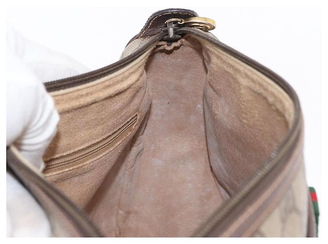 Borsa Sherry Line GG Supreme Web di GUCCI in PVC beige e oro 89 02 077 Auth 156280 D'oro - vista 20