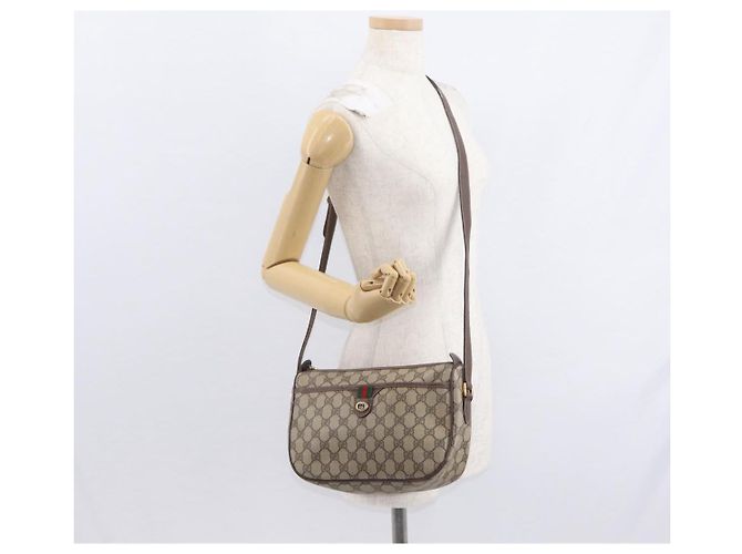Borsa Sherry Line GG Supreme Web di GUCCI in PVC beige e oro 89 02 077 Auth 156280 D'oro - vista 25