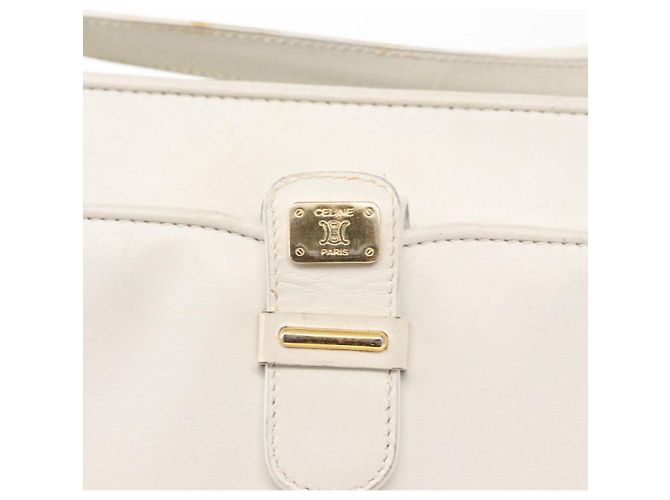 Céline Borsa a Spalla CELINE in Pelle Bianco Oro Auth 151815 D'oro - vista 17