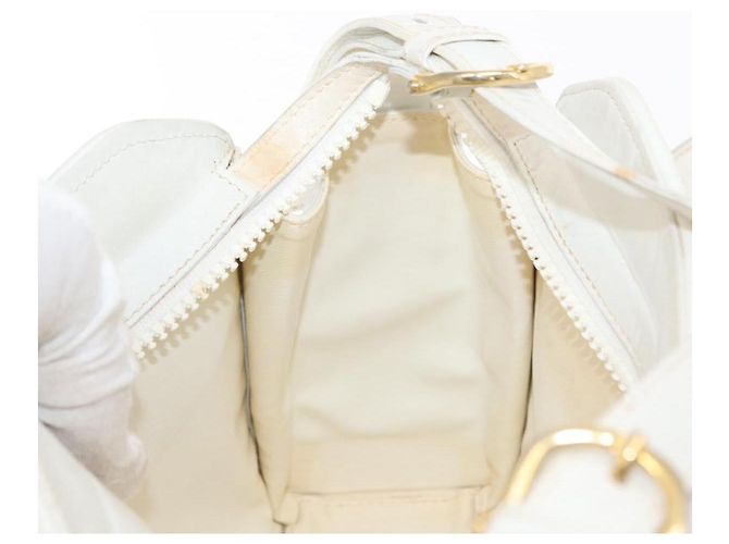 Céline Borsa a Spalla CELINE in Pelle Bianco Oro Auth 151815 D'oro - vista 20