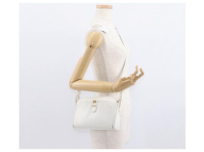 Céline Borsa a Spalla CELINE in Pelle Bianco Oro Auth 151815 D'oro - vista 22