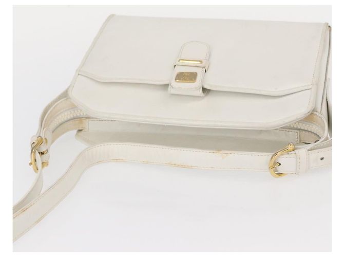 Céline Borsa a Spalla CELINE in Pelle Bianco Oro Auth 151815 D'oro - vista 6