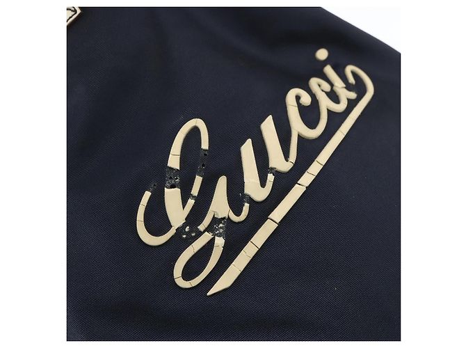 Gucci Borsa Tote in Nylon Blu Navy Argento 169943 Auth fm4956 - vista 10