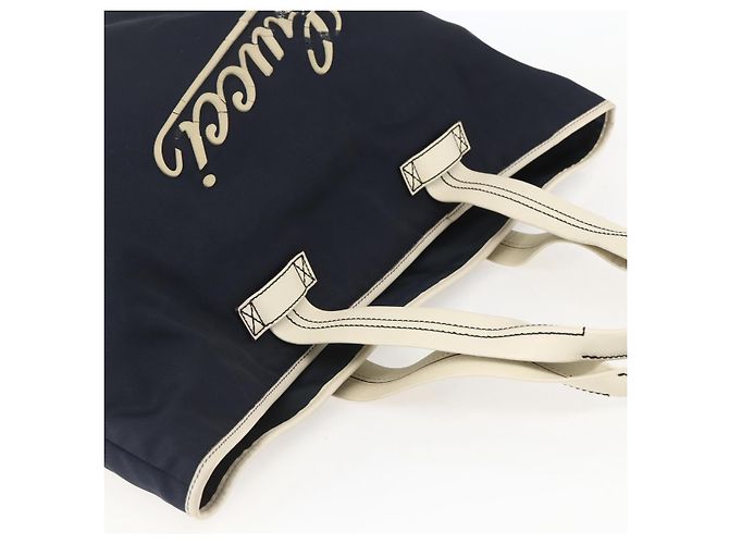 Gucci Borsa Tote in Nylon Blu Navy Argento 169943 Auth fm4956 - vista 6