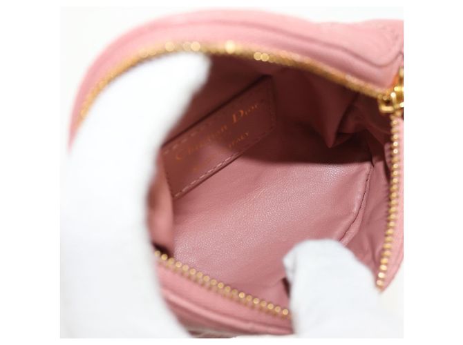 Pochette Canage Christian Dior in pelle di agnello rosa e oro Auth bs31470SAV D'oro - vista 10