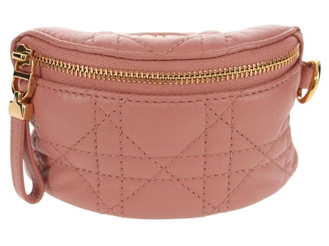 Pochette Canage Christian Dior in pelle di agnello rosa e oro Auth bs31470SAV D'oro - vista 13