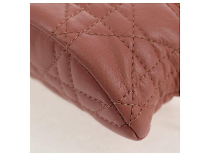 Pochette Canage Christian Dior in pelle di agnello rosa e oro Auth bs31470SAV D'oro - vista 14