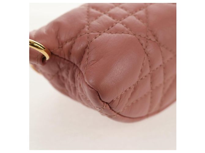 Pochette Canage Christian Dior in pelle di agnello rosa e oro Auth bs31470SAV D'oro - vista 15