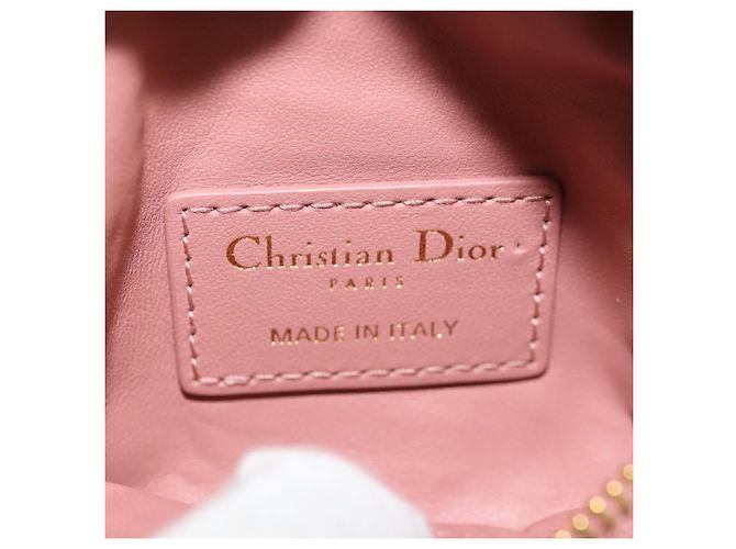 Pochette Canage Christian Dior in pelle di agnello rosa e oro Auth bs31470SAV D'oro - vista 17