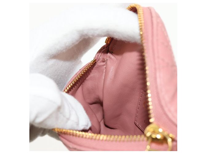 Pochette Canage Christian Dior in pelle di agnello rosa e oro Auth bs31470SAV D'oro - vista 19